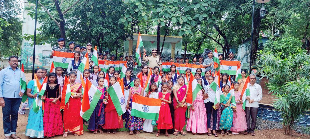 Crpf113's tweet photo. "I am proud to be an Indian "🇮🇳🇮🇳🇮🇳
As a part of #AzadiKaAmritMahotsav celebrations #HarGarTiranga campaign was organized by 113 Bn and took out Flag🇮🇳 march at Dhanora on 12.08.2022 under the commandership of Sh.G.D.Pandharinath,Comdt.&amp; Jawans.
Appreciated by local Populace.. https://t.co/rCmYU46g3T