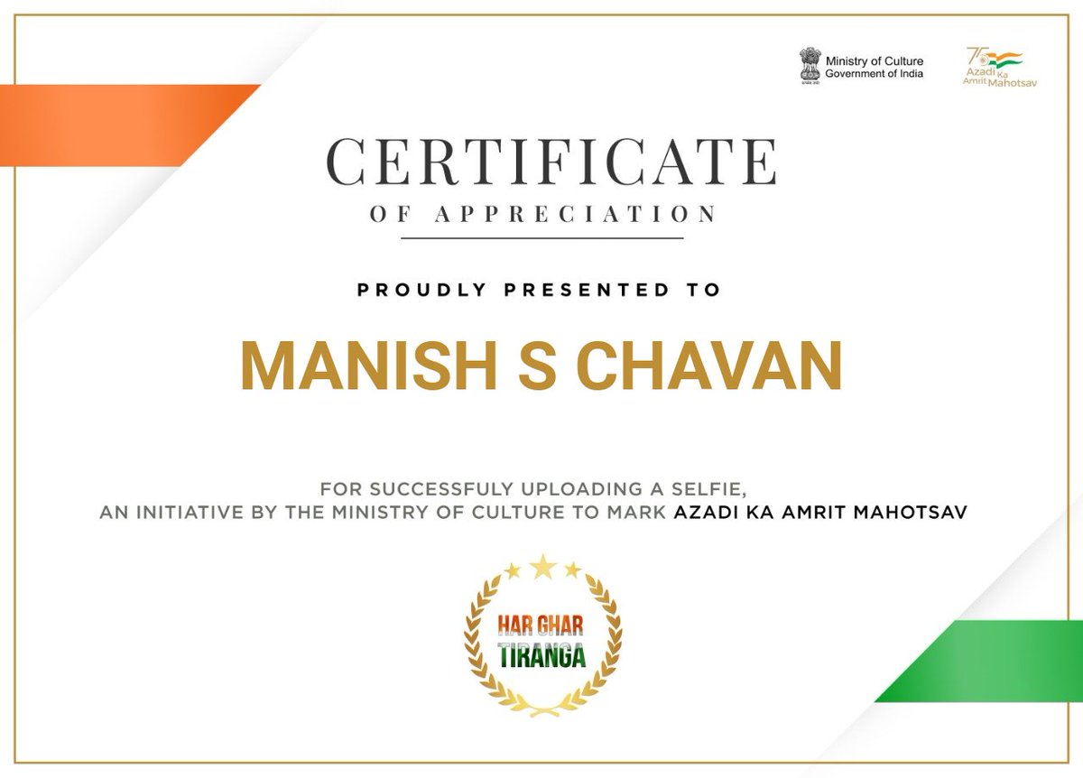 TheManishChavan's tweet photo. We all love recognition... The government is appreciating our involvment for the celebration of 75tg anniversary of Independence Day. 

#amritmahotsav #indianarmy #azadikaamritmahotsav #war #aatmanirbharbharat #narendramodi #pulwamaattack #india  #cwg2022 https://t.co/Mig0blpaby