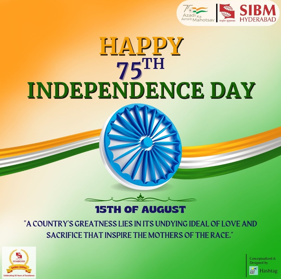 SIBMHYD's tweet photo. "It is easy to supress individuals, but you cannot supress ideas. Great empires crumbled while the ideas survive"- Bhagat singh
We at SIBM HYDERABAD WISHES everyone a Happy 75th Independence Day.
#sibmhyd #symbiosis #sibmh #sibm #siu #independencedayindia #75thindependenceday https://t.co/HIoi0JoTpP