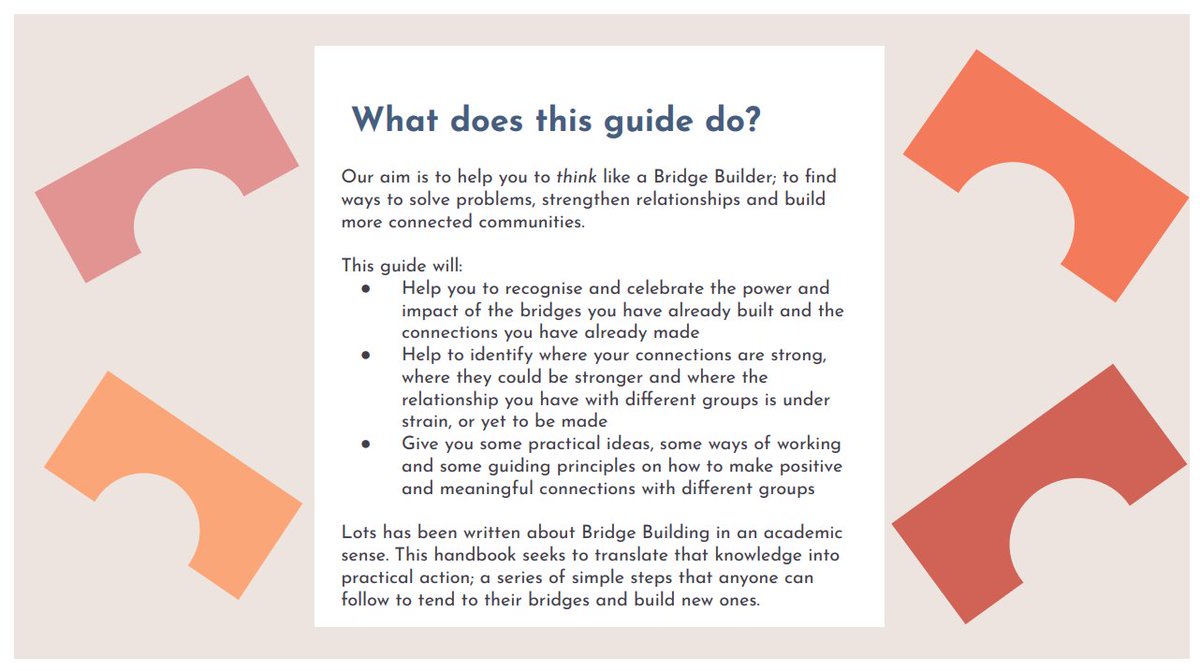 HelenBevan's tweet photo. A guide to bridge building. It's designed to strengthen relationships &amp; build greater connection in/with communities. It's also relevant to those seeking to cross silos &amp; build collective purpose for improvement in health &amp; care:  https://t.co/sQlvByXawz Thank you @Rships_Project https://t.co/sYsbuyLpg9