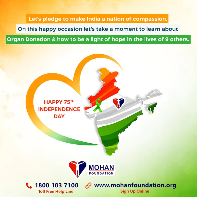 This #IndpendenceDay let's take a step to make #India a healthy &amp; compassionate. 

Learn about #OrganDonation on our toll free helpline: 1800 103 7100

Web: mohanfoundation.org

#SpareAThought #DonateOrgans #SaveLives #NGO #HappyIndependenceDay #happyindependenceday2022