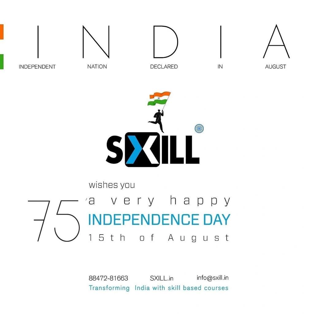 sxill_school's tweet photo. SXILL wishes you a great and happy INDEPENDENCE DAY!
#independenceday
#skill #skilling #skillset #skillindia #sxill #sxillschool #uxskill #uxsxill #skillday #youthskillsday #skillsday #worldyouthskillsday #uxcourse #uxprogram #uxinstitute #animationcourse #amirtmahotsav https://t.co/Po2WbECfjw
