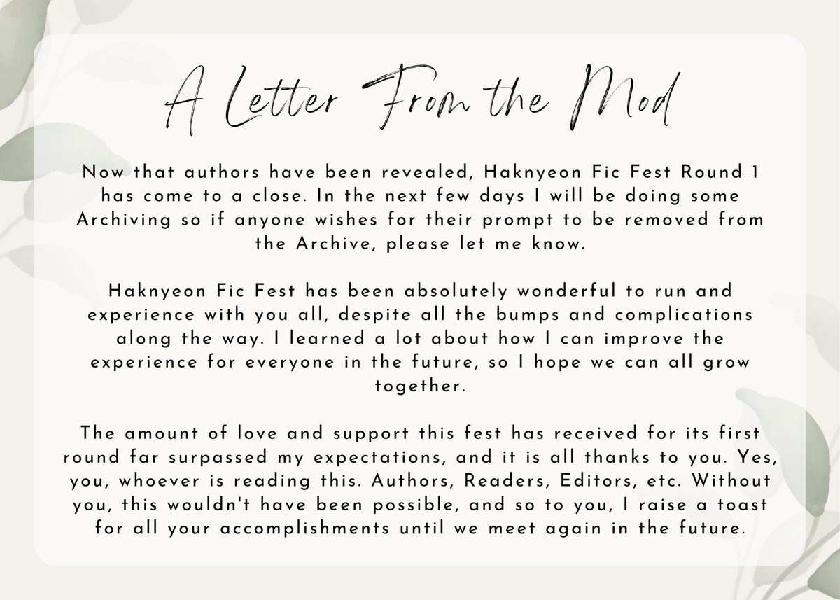 To. You
From. Mod 🌸