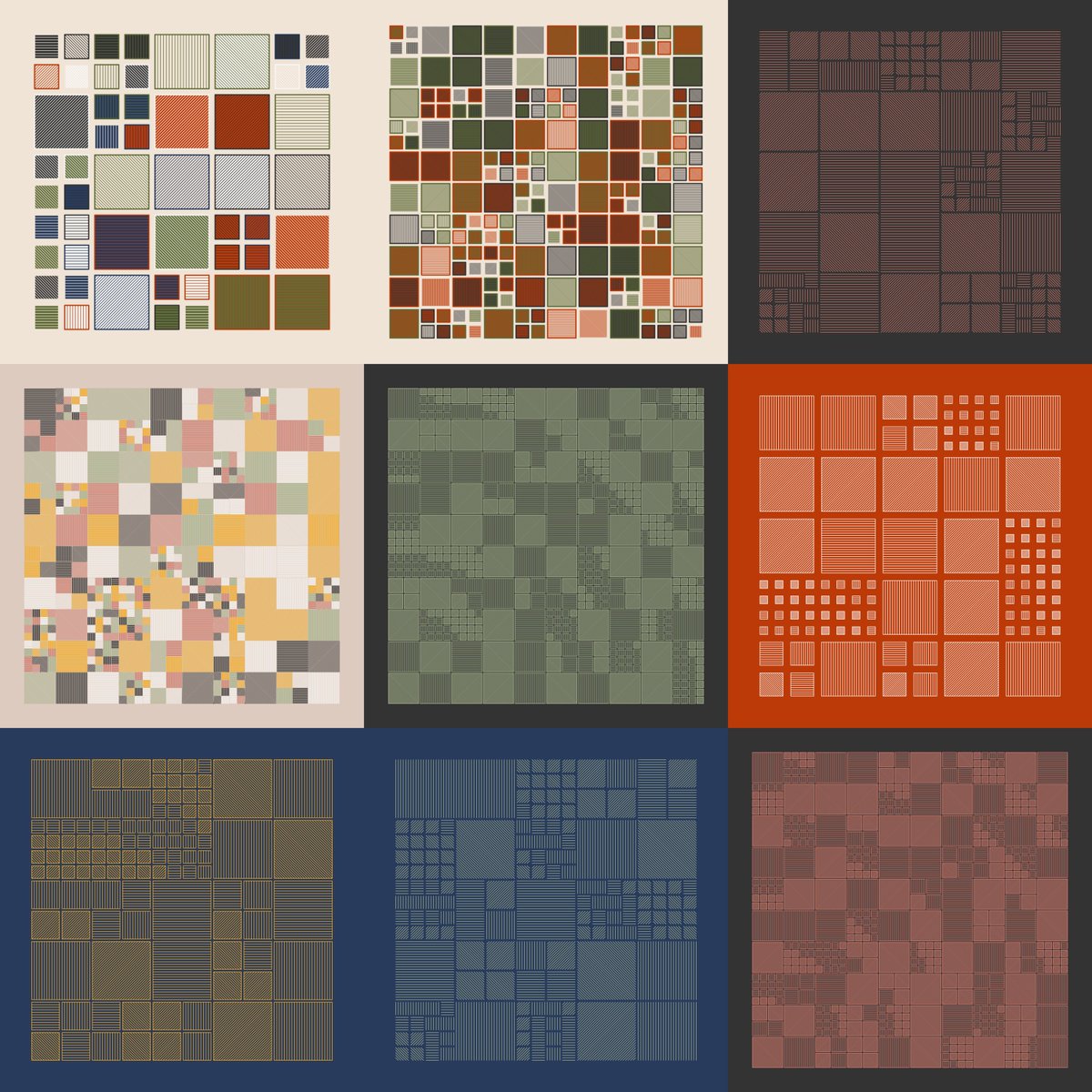 ijeamaka_a's tweet photo. For fun, I decided to randomly sample discarded outputs from my mini generative system to create a collage. 

What do the final outputs look like? You can find out during my @slcrug talk Anatomy of Generative Art at 11 AM PST on August 16th 😇

https://t.co/gKxMawWEQu https://t.co/Wdndr18cVP