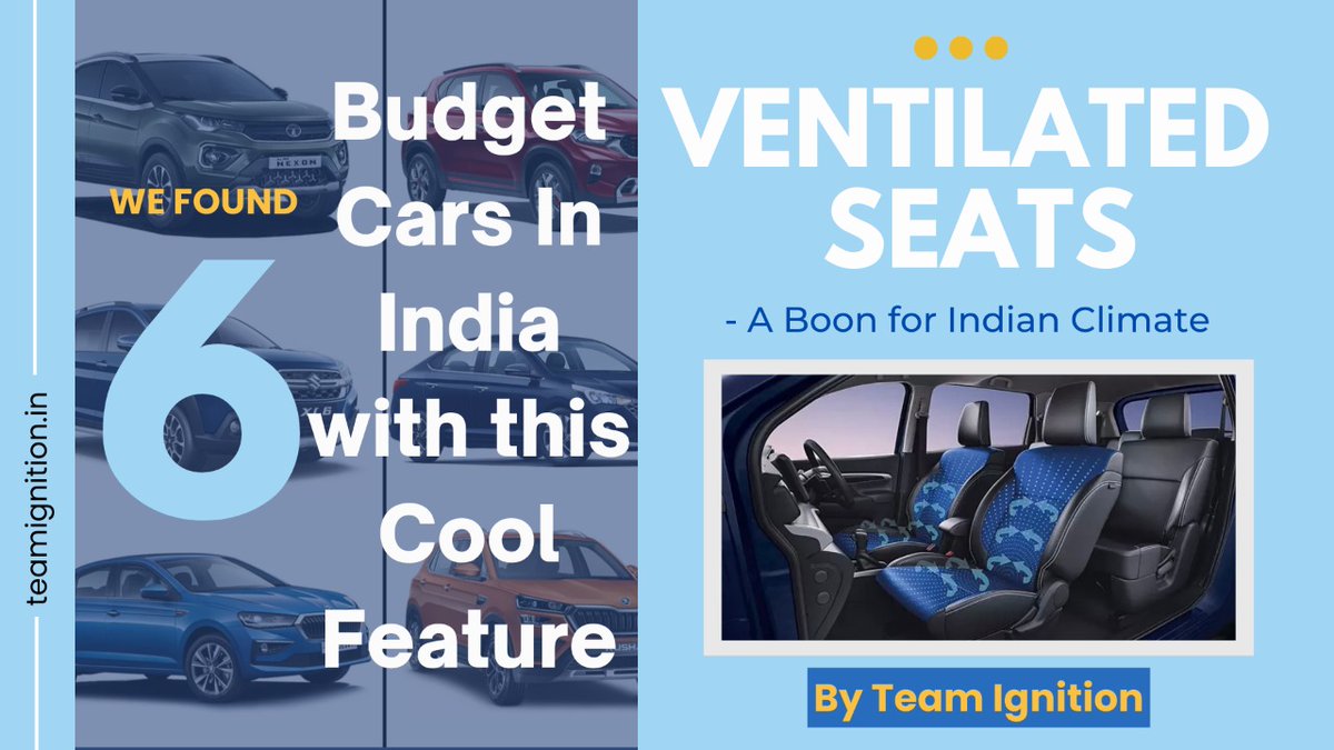 Check out our new article series where we are exploring car features deeply. We flagged off this crazy series with Ventilated Seats !!!!
Read our new article on Ventilated Seats - A Boon For Indian Climate. 

Link-teamignition.in/?p=1948

#teamignition #ventilatedseats