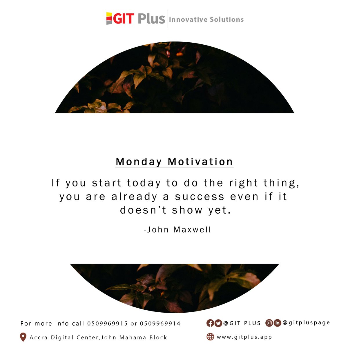 gitpluspage's tweet image. Monday Motivation. If you start today to do the right thing, you are already a success even if it doesn't show yet.
Click the link below for more info 👇👇👇
gitplus.app 
#gitplus
#gitplusacademy
#gitplusintern
#monday
#mondaymorning
#mondaymotivation
#motivation