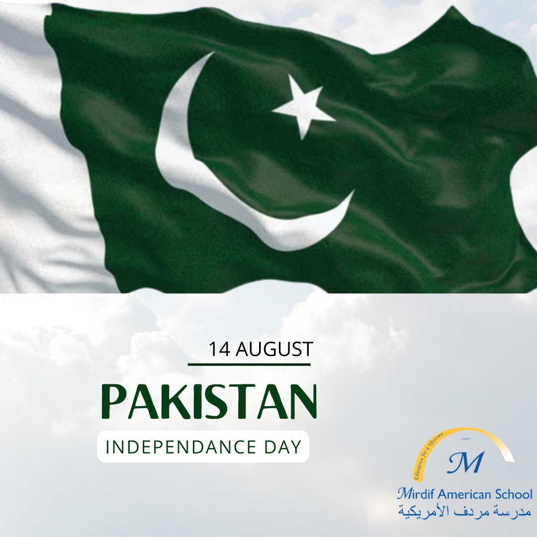 Mirdif1995's tweet photo. Warmest wishes from the #mirdifamericanschool family to Pakistan and its citizens this National Day. #PakistanIndependceDay
أحر التهاني من عائلة مدرسة مردف الامريكية لشعب دولة باكستان بمناسبة اليوم الوطني.

#pakistan #pakistanday #pakistanindependenceday #mirdifamericanschool https://t.co/uR2OD6GLIL