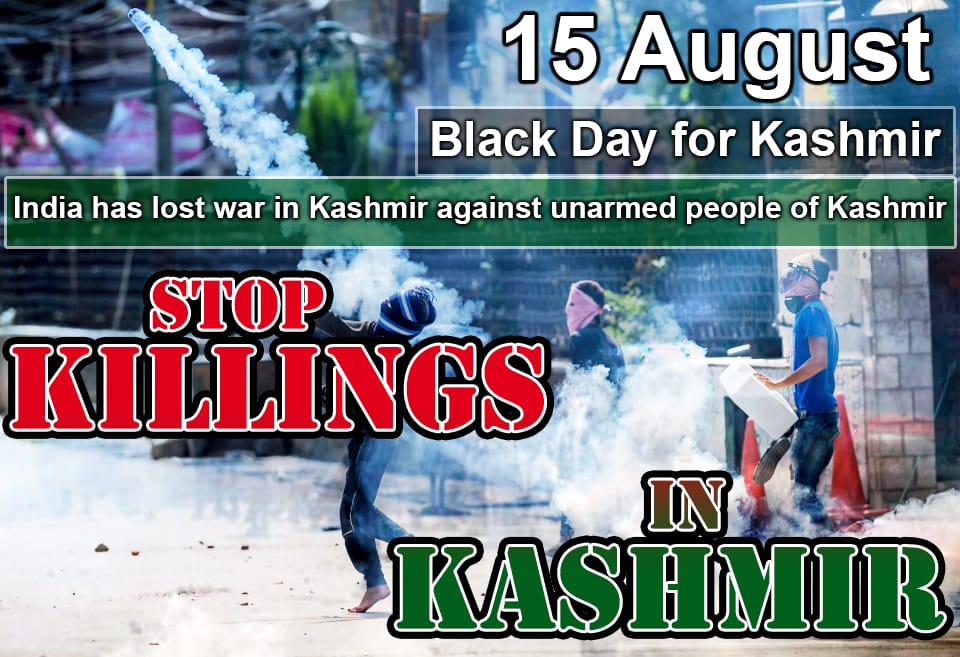 abeeraS24's tweet photo. kashmiri people has lost thier lives by the indian forces. They must stop thier torture on innocent people.
#BlackDayIndia https://t.co/ZmhiIo8zbK