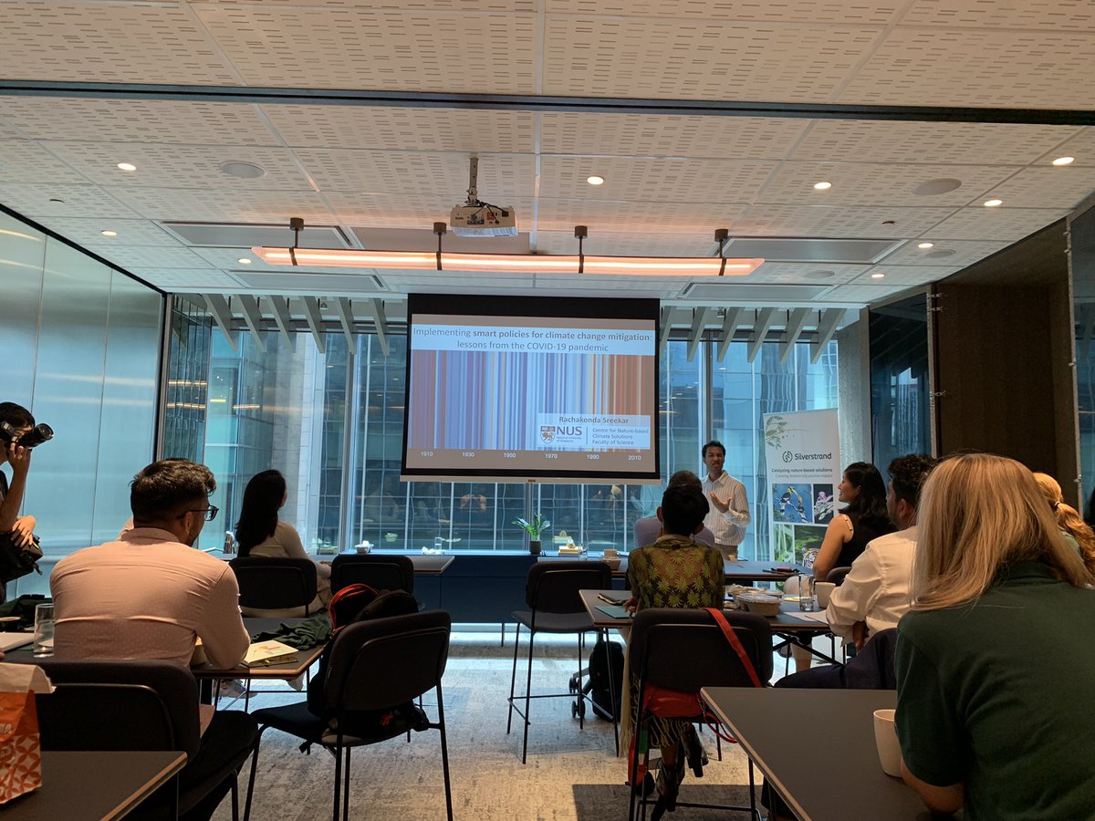mel_yseali's tweet photo. @imperial_pigeon presenting on smart policies for climate change mitigation, drawing on lessons from the COVID-19 pandemic at the Biodiversity Accelerator+ powered by #Silverstrand @NUSCNCS #climatemitigation #covid19lessons https://t.co/D2hpjYwGVl