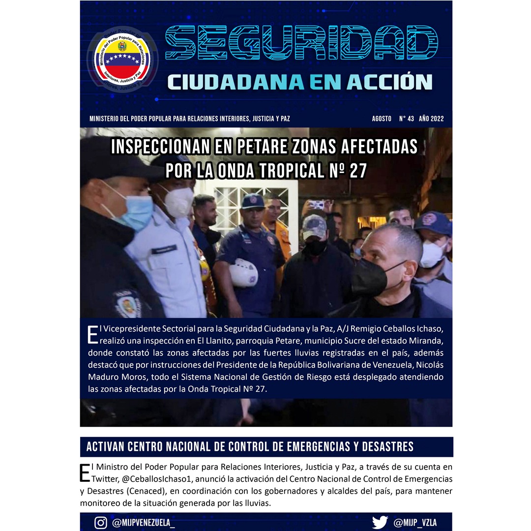 VicePolitica's tweet photo. #15Ago | Conoce las noticias más relevantes pertenecientes al @MIJP_Vzla, en el semanario "Seguridad Ciudadana en Acción" Afianzando la seguridad y paz del territorio nacional. Leer más: 👇🏽

#PensarComoPaís https://t.co/DCyCrxWIGe