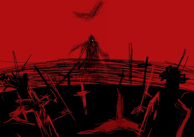 ついでに前つぶやいていた焰ちゃそのシリアス絵のラフも描いた。あくまでラフ。 