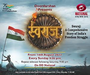 #SwarajOnDoordarshan Prasar Bharati is happy to join the Nation in its Celebration of Azadi Ka Amrit Mahotsav- 75 years of Indian Independence.   Doordarshan brings to esteemed viewers across Globe fun filled entertainment with the Mega Serials.
