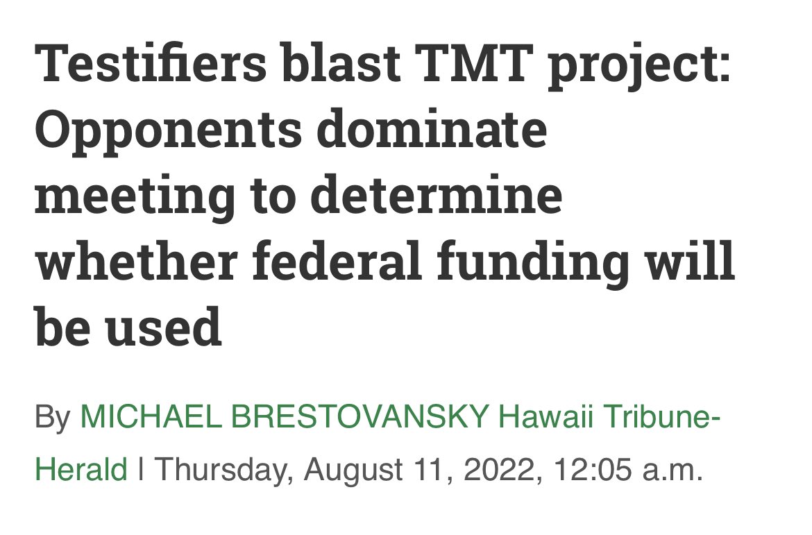 uahikea's tweet photo. National Science Foundation (@nsf) is evaluating an $850m request for the Thirty Meter Telescope (@TMTHawaii). Last week it hosted public meetings to solicit feedback about the project. A majority of testimony recommended NSF not fund it. Listen to the people, not the propaganda. https://t.co/X269wIDuon