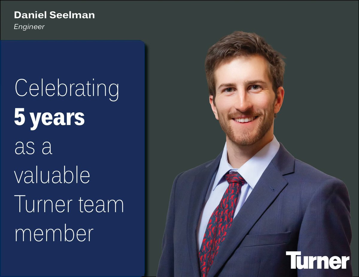 TurnerMidAtl's tweet photo. Congratulations to Daniel Seelman celebrating a 5-year milestone anniversary with Turner Mid-Atlantic.
Thank you for your hard work and dedication Daniel!
#TurnerVersary #TurnerCelebration #PeopleOfTurner #BuildwithTurner #WorkForTurner #TurnerMidAtlantic #Turner_Talk https://t.co/qMRoAE2f0W