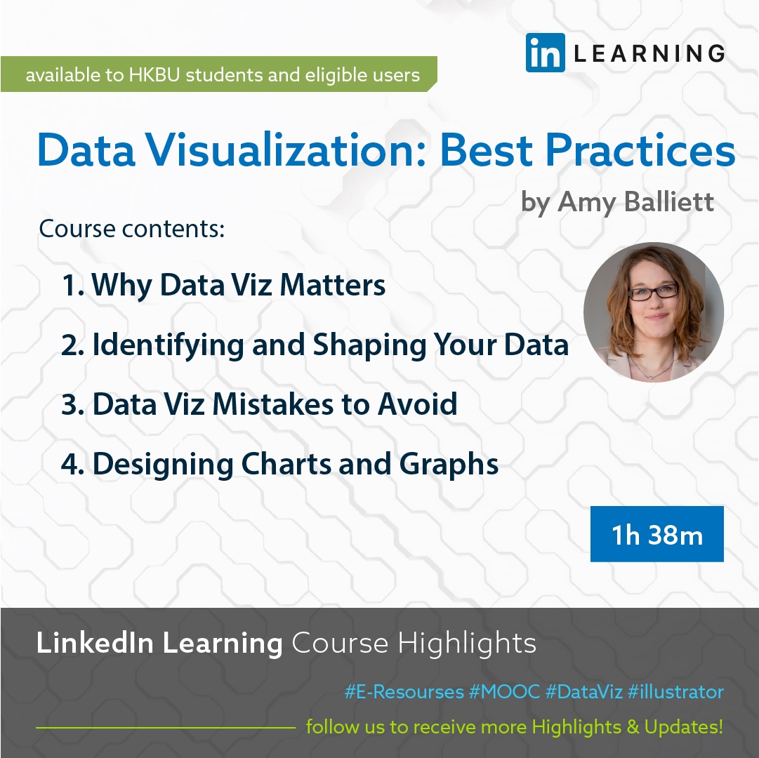 hkbulibdmss's tweet photo. [𝗖𝗼𝘂𝗿𝘀𝗲 𝗿𝗲𝘀𝗼𝘂𝗿𝗰𝗲 𝗵𝗶𝗴𝗵𝗹𝗶𝗴𝗵𝘁⭐]
LinkedIn Learning: 𝐃𝐚𝐭𝐚 𝐕𝐢𝐬𝐮𝐚𝐥𝐢𝐳𝐚𝐭𝐢𝐨𝐧: 𝐁𝐞𝐬𝐭 𝐏𝐫𝐚𝐜𝐭𝐢𝐜𝐞𝐬
Available to HKBU Library eligible users : )
to the course: https://t.co/69xLzbkHey

#DataViz #design #illustrator
#eresourse @hkbulibrary https://t.co/cmGqY7tXeC