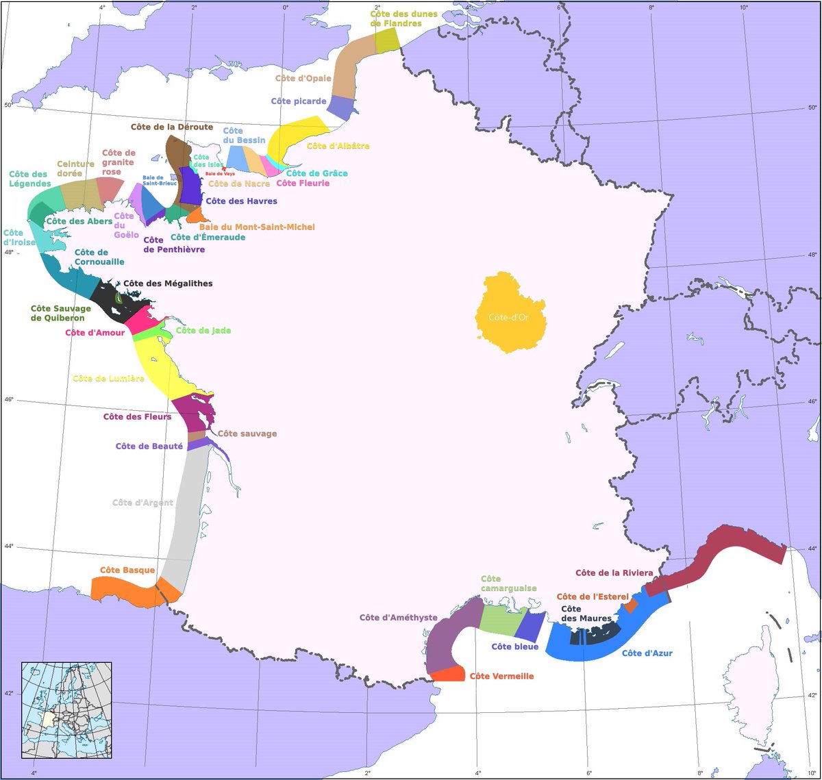 VarlanOlivier's tweet photo. Les différentes côtes de France : 
https://t.co/QhNrlcBb7G https://t.co/XynCpxrWHM
