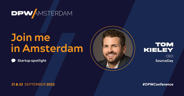 SourceDay's tweet image. We&apos;re pumped for our CEO @TomKieley&apos;s talk at the #Startup Spotlight at the #DPWConference in Amsterdam this September! If you&apos;re there, be sure not to miss it: conference.dpw.ai #procurement #supplychain