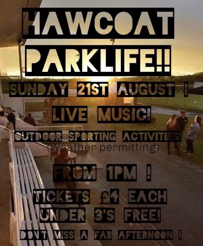 Great day planned up at the club this coming Sunday. <a href="/hawcoatparkssc/">Hawcoat Park SC</a> <a href="/HawcoatParkCC/">Hawcoat Park CC</a> <a href="/HawcoatParkFC/">Hawcoat Park FC</a> 👨‍👩‍👧‍👦☀️🍺