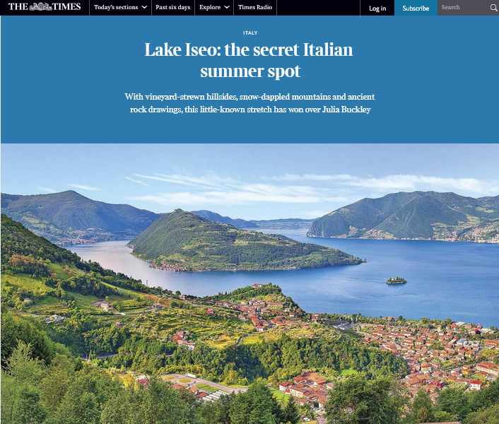 Bellissimo articolo dedicato al territorio e pubblicato dalla giornalista Julia Buckley sul quotidiano 🇬🇧 The Times and The Sunday Times.
🧐 Leggi l'articolo completo: thetimes.co.uk/.../lake-iseo-…...
#visitlakeiseo #inlombardia

#visitlakeiseo #inlombardia