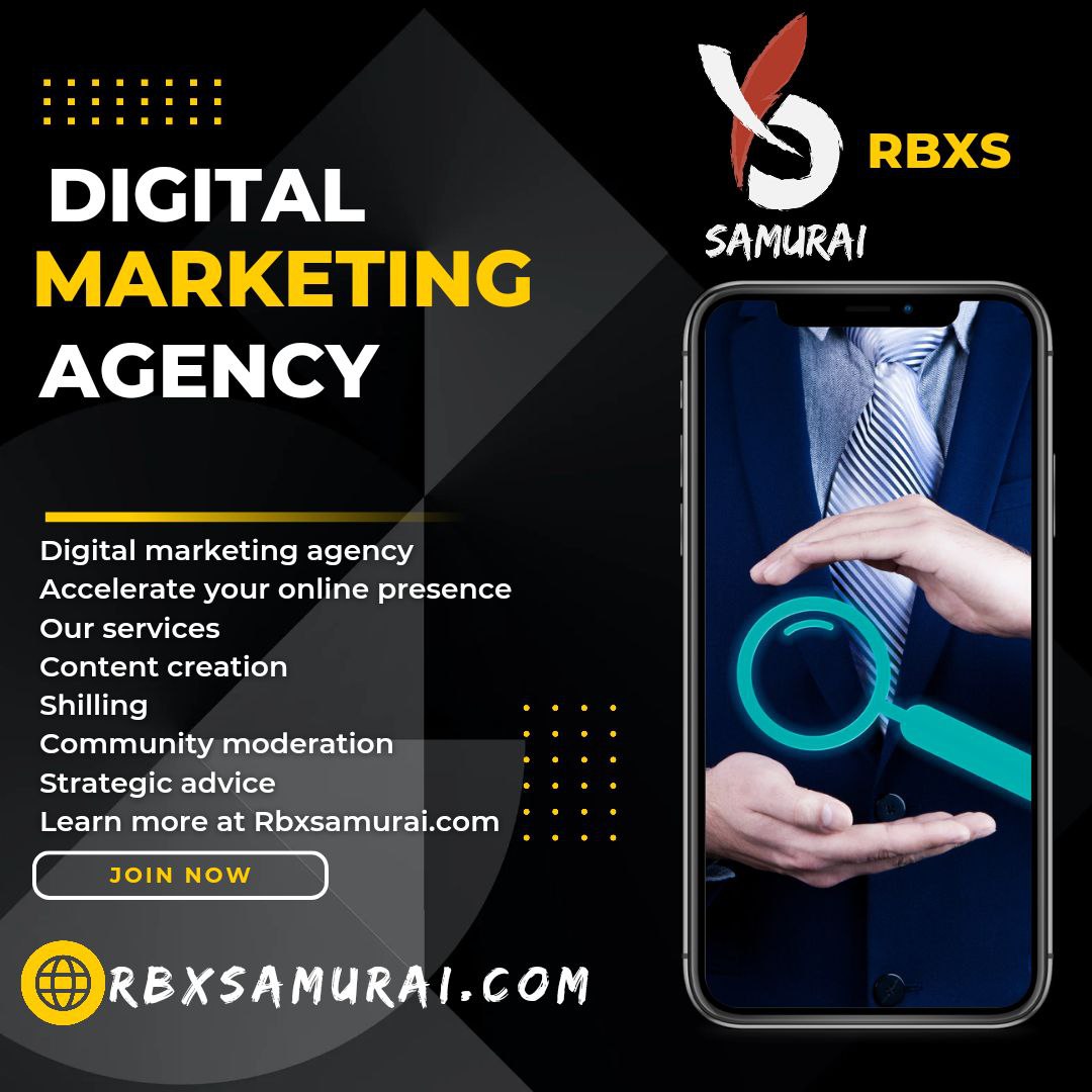 Using a professional marketing agency is the best solution to increase the efficiency of your project.
#RBXSamurai
Is here for you😎😉

 Linktree: linktr.ee/RBXSamurai
❤️❤️
#RBXStoken #RBXS #RBXS_token #NFT #NFTCommunity #Cryptocom #CryptoLegions #Cryptos #Crypto #token