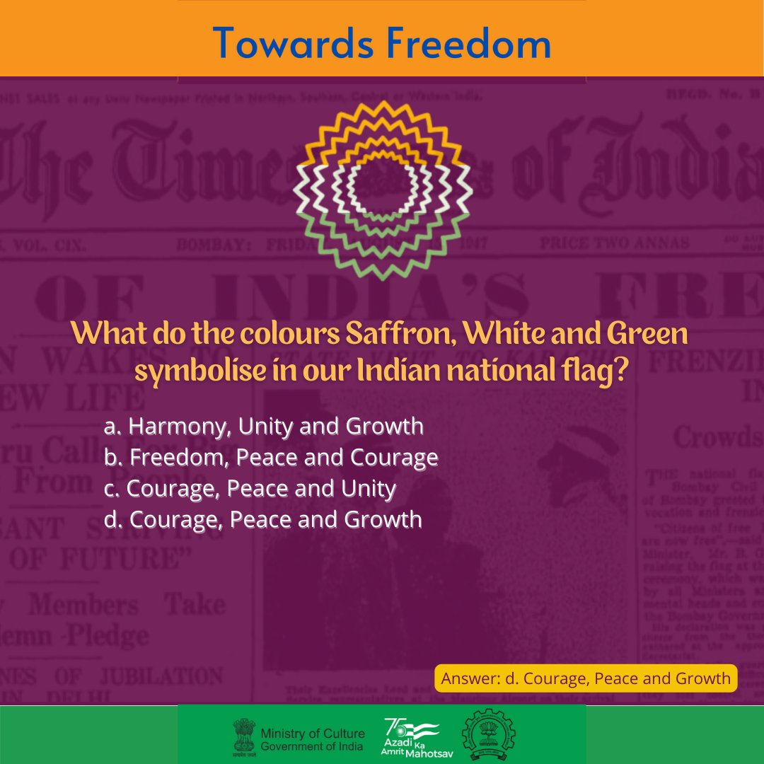 _IndianCulture's tweet photo. #FreedomQuiz! (3/3)
Know the answers to these questions about the #Indian Freedom Struggle? @AmritMahotsav @MinOfCultureGoI @gsdsnewdelhi @ASIGoI @ezcckolkata @nezccdimapur @MDoNER_India @nzccpatiala @WestZoneCulture 
#AmritMahotsav #IndiaAt75 #MainBharatHoon #IndependenceDay https://t.co/SUQgmw91Qr