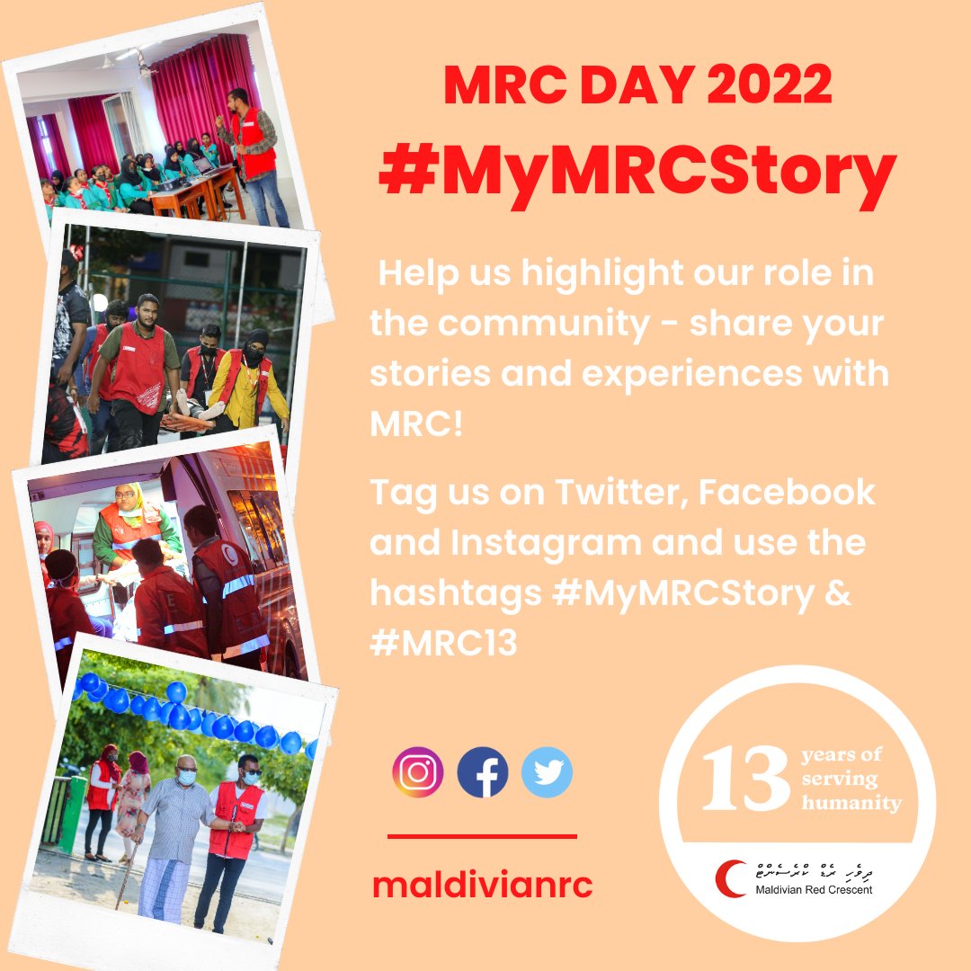 maldivianrc's tweet photo. Tomorrow is MRC's 13th Anniversary! We invite you to join our #MRCDay2022 celebrations by sharing your stories and experiences with MRC over the years.

Just tag us @maldivianrc on social media and use the hashtags #MyMRCStory and #MRC13! https://t.co/aIwvaM74AF