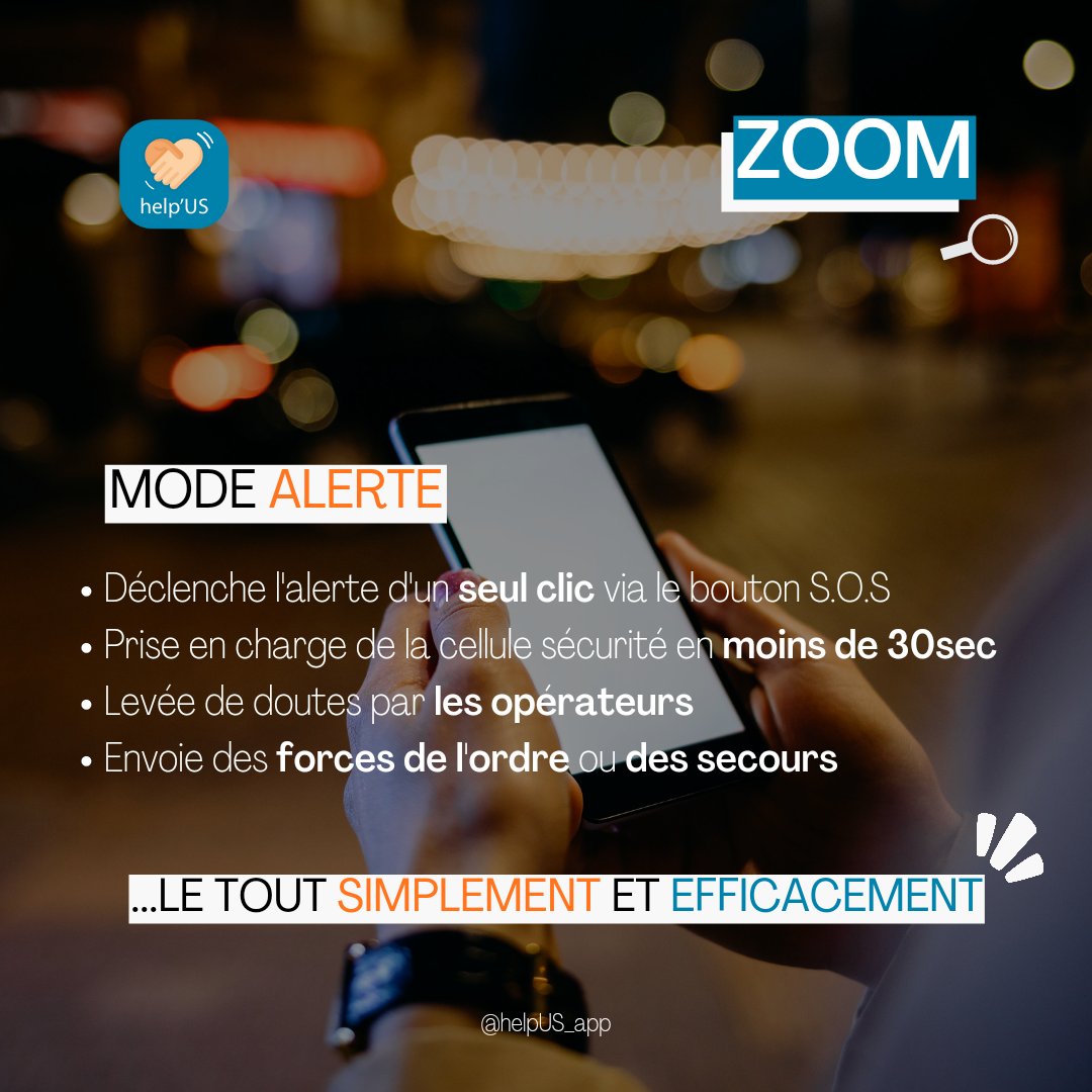 helpUS_app's tweet photo. 🔎 ZOOM MODE ALERTE 
🚨 Déclenches l'alerte d'un seul clic
📞 La cellule sécurité prend en charge ton alerte le plus rapidement
🧐 Les opérateurs font la levée de doutes 
👮‍♂️ Envoie des forces de l'ordre
➡️ Une protection professionnelle simple et efficace
#trajetquotidien #alerte https://t.co/j4P4ckXqLN