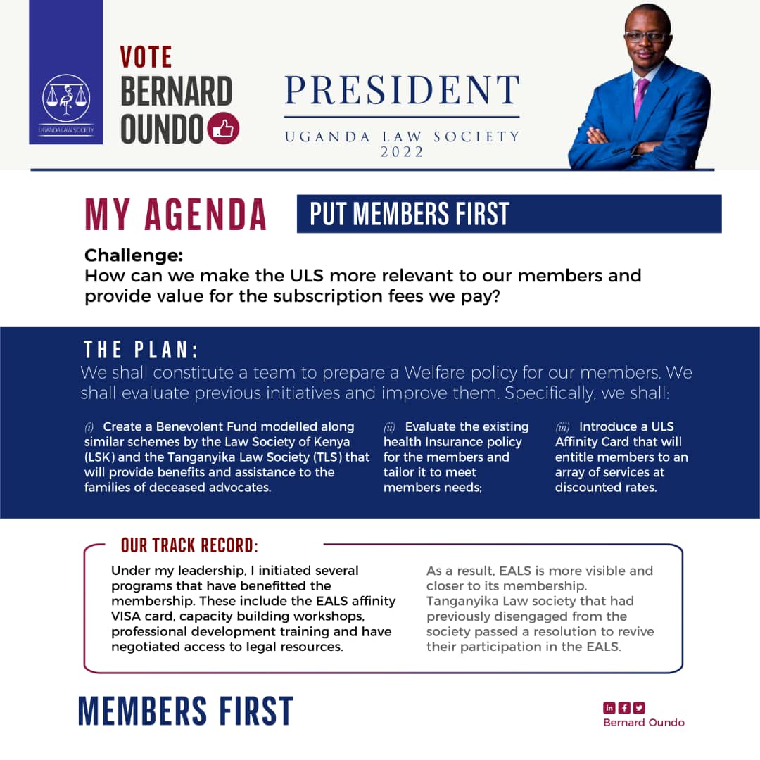 As a members' organization, the Uganda Law Society must let its members know that it cares about their future. Members need to know and feel that they belong. <a href="/ug_lawsociety/">Uganda Law Society</a>