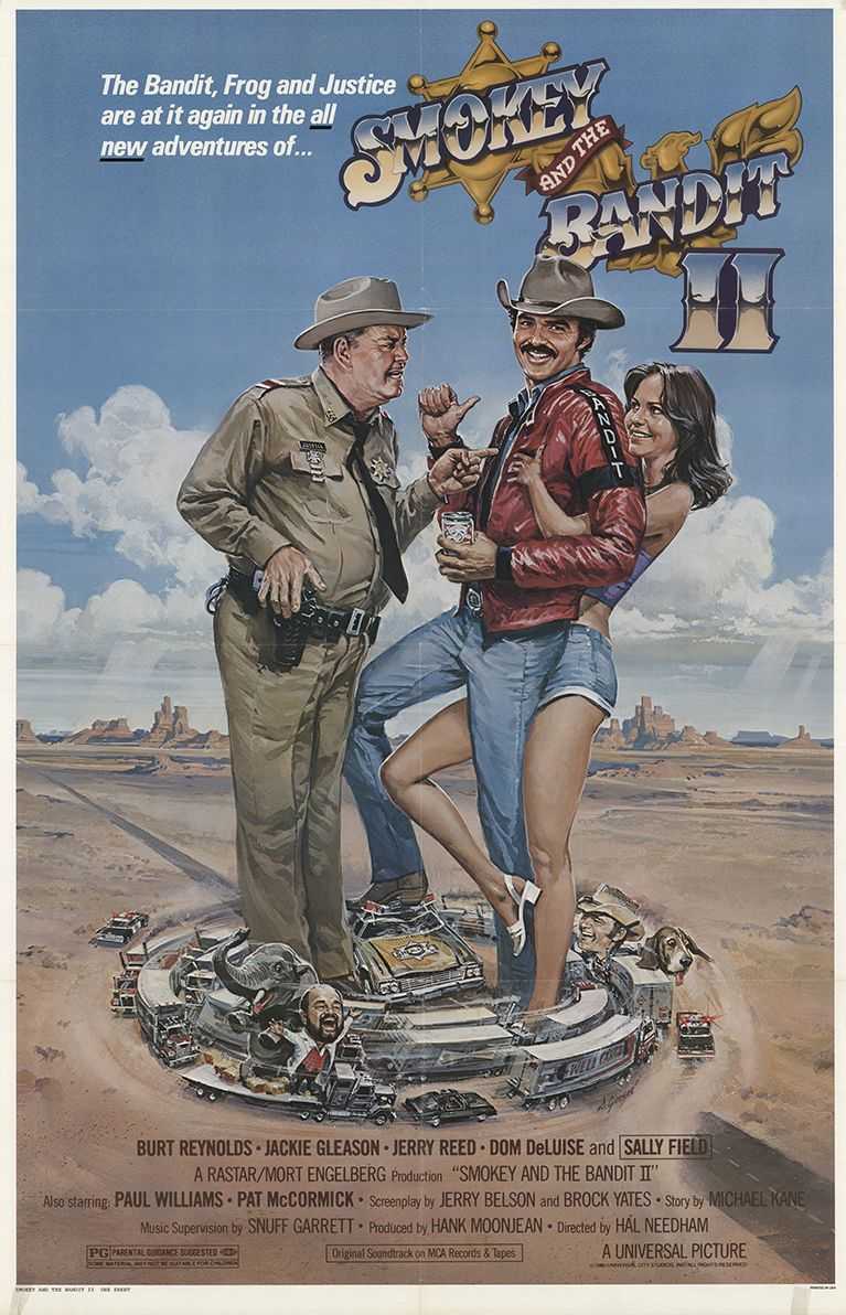 landofthe80s's tweet photo. "Smokey and the Bandit II" debuted in theatres today in 1980. The film stars Burt Reynolds, Sally Field, Jerry Reed, Jackie Gleason and Dom DeLuise. #80s #80smovies #1980s https://t.co/YMcZaM0SGm