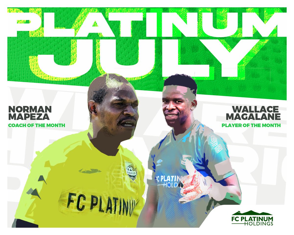 It’s another Platinum Double 🥂💚🍾 July was our month on the pitch & on the bench. We are #pureplatinumplay Congratulations Castle Lager Premier Soccer League Coach & Player of the Month. #TheAfricanDream #RealBetis #Umbro #fcplatinumhildings