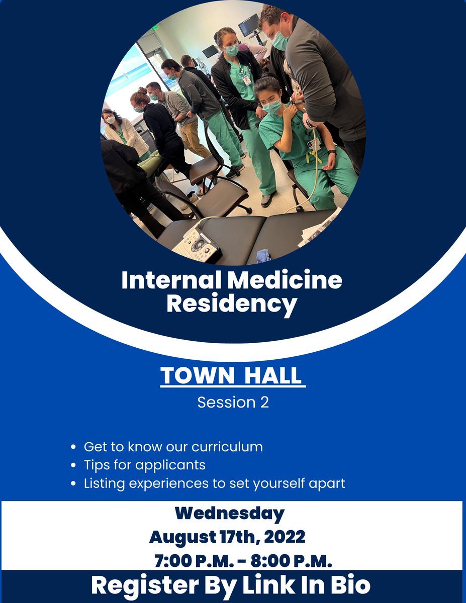 MAHEC Internal Medicine (@mahec_im) on Twitter photo Don't forget to join our second town hall WEBEX event on Wednesday August 17th, 2022:
7:00 P.M. - 8:00 P.M.EST
Get to know our curriculum in our internal medicine program.
<a href="/MAHECwnc/">Mountain Area Health Education Center</a>
<a href="/Inside_TheMatch/">Inside The Match</a>
<a href="/InternalMed_Res/">The Internal Med Applicant ☤</a>
#futuremedres #match2023 #MedTwitter #IMProud Don't forget to join our second town hall WEBEX event on Wednesday August 17th, 2022:
7:00 P.M. - 8:00 P.M.EST
Get to know our curriculum in our internal medicine program.
<a href="/MAHECwnc/">Mountain Area Health Education Center</a>
<a href="/Inside_TheMatch/">Inside The Match</a>
<a href="/InternalMed_Res/">The Internal Med Applicant ☤</a>
#futuremedres #match2023 #MedTwitter #IMProud