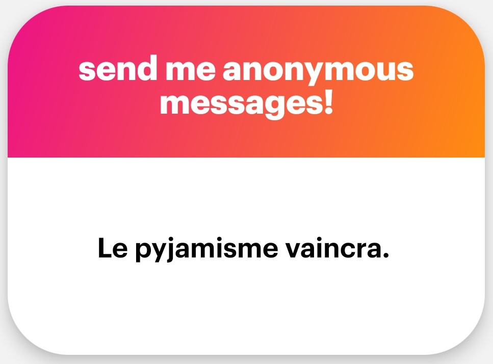 SimonBorderline's tweet photo. Les pyjamistes dogmatiques calmez-vous un peu je pense, vous pouvez toutafé faire alliance avec les slipistes je pense, votre objectif politique est le même en réalité donc bon voilà quoi.
#Pyjamisme
#Slipisme
#Schlagisme https://t.co/d9GQSU0N7r