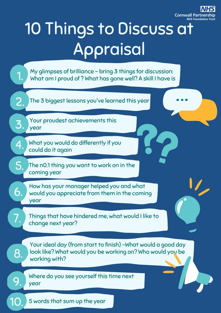 CFT Health and Wellbeing (@cftstaffhealth) on Twitter photo Thank you to Sophie Scott for sharing this wonderful graphic about #appraisals - 10 things to discuss at Appraisals for all <a href="/CornwallFT/">Cornwall Partnership NHS Foundation Trust</a> staff. I think this will really allow us to celebrate our achievements over the year! #CFTstaffhealth Thank you to Sophie Scott for sharing this wonderful graphic about #appraisals - 10 things to discuss at Appraisals for all <a href="/CornwallFT/">Cornwall Partnership NHS Foundation Trust</a> staff. I think this will really allow us to celebrate our achievements over the year! #CFTstaffhealth