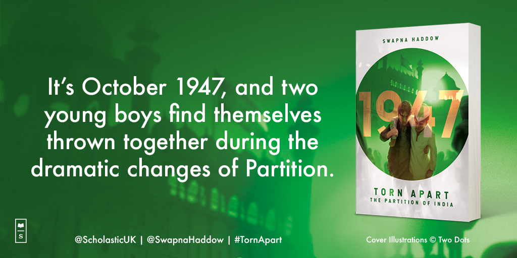 scholasticuk's tweet photo. To commemorate the 75th anniversary of the Partition of India, we are giving away a class set of #TornApart by @SwapnaHaddow - a thrilling and moving story set in 1947.

RT to enter - competition ends 21/08. https://t.co/XJQ3uTZMJG