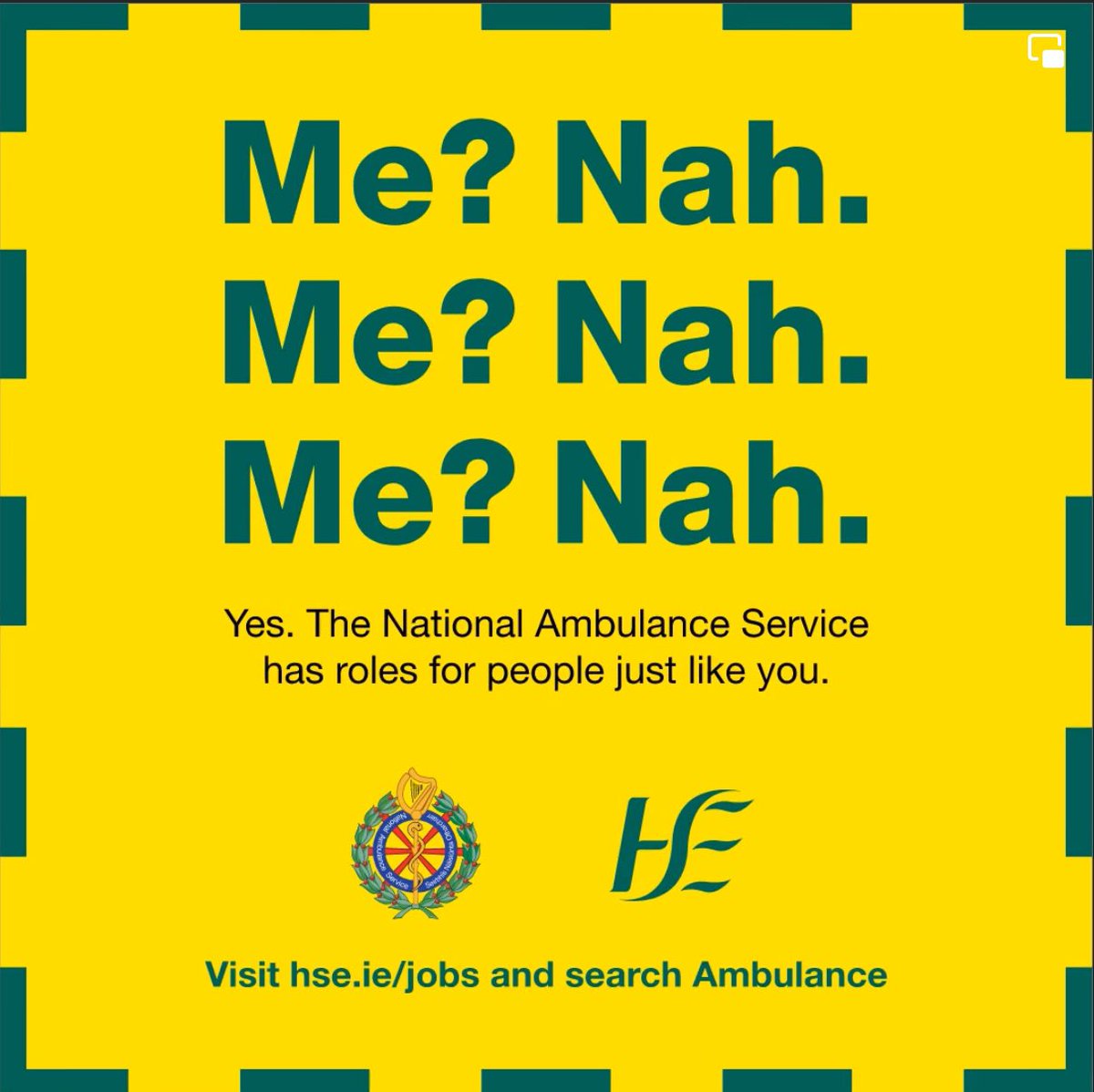 There’s a role for everyone in <a href="/AmbulanceNAS/">National Ambulance Service 🇮🇪🚑</a> – yes, even you!

Go to hse.ie/eng/staff/jobs… click apply and search Ambulance