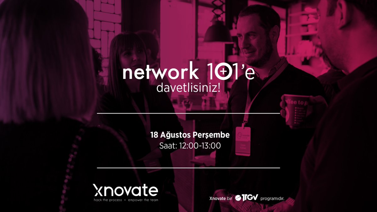 18 Ağustos tarihinde TTGV #Xnovate Programı olarak inovasyon ve teknoloji alanında bir araya gelen komünitemize katılmak isteyen kişilerin sorularını yanıtlayacağımız tanışma toplantımız #Network101'e katılmak için xnovate.org/register üzerinden kayıt olabilirsiniz.🎯
@T_T_G_V