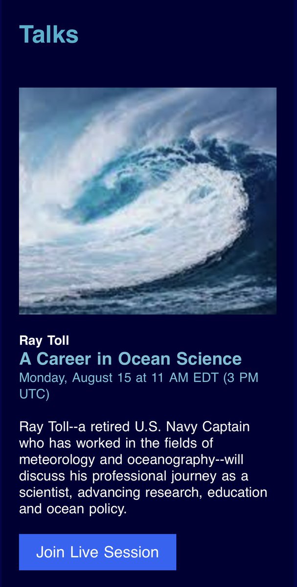 Today at 11 a.m. EDT (3 p.m.UTC), hear Ray Toll discuss his professional journey in #ocean science and coastal resiliency! Join us virtually at: vs.prod.odu.edu/bin/reyes_syst…

#STEM #STEMEducation #oceanography #meteorology #sustainability #sealevelrise #coastalresiliency #science