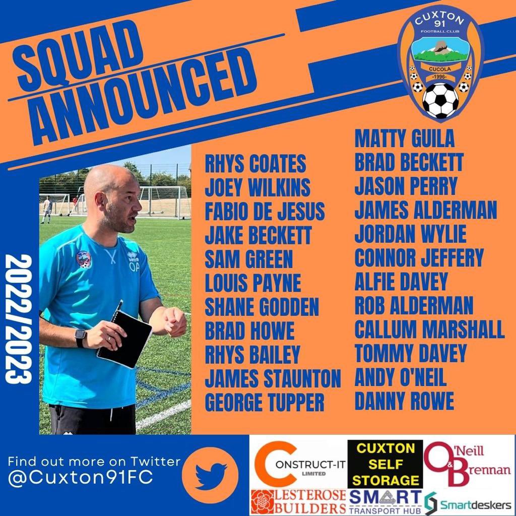 Cuxton91FC's tweet photo. ⚽️🧡💙22/23 SQUAD💙🧡⚽️

#C91⚽️ https://t.co/9wlNUrTYQL