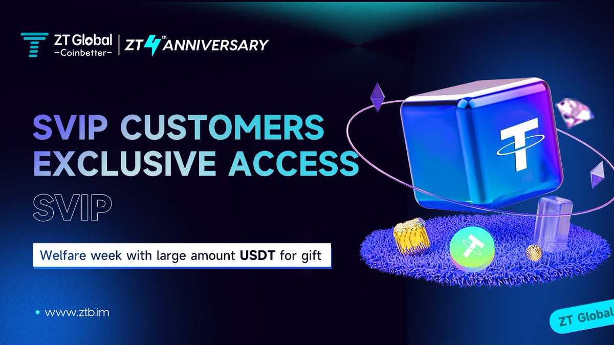 ZT_exchange's tweet photo. 🍰#ZT 4th Anniversary -"SVIP customers" -Enjoy exclusive activity

☀️Thank you for your support of ZT💪

 🎉Thanksgiving activity and sincerely invite you to participate🫴

⏰16:00 24th,Aug.- 16:00 30th,Aug, 2022 (UTC)

🔗https://t.co/Dfr8vrsGPl

#ZT #ZTexchange #ZT4TH #ZTHBD https://t.co/PWZTbOMPGO