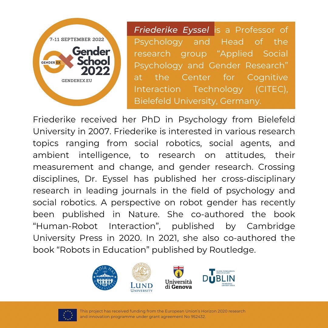 We are so excited, Gender School 2022 is coming! Who will be speaking? Let's have a look 👇
genderex.eu/gender-school-…
<a href="/UniGenova/">Università di Genova</a> <a href="/lunduniversity/">Lund University</a> <a href="/WeAreTUDublin/">TU Dublin / OT Baile Átha Cliath</a> <a href="/khasedutr/">Kadir Has Üniversitesi</a>