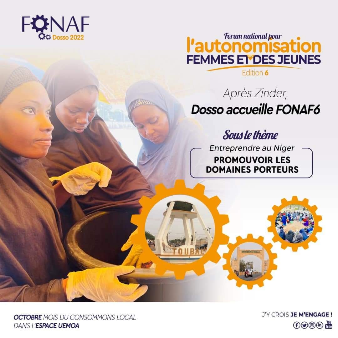 IzzoRec_Art2Rue's tweet photo. Oct, consommon local ds lspac UEMOA + moi du #FONAF au NE Dcouvrez ls jeune + ls fam ki prod8z, transform + comercializ no prod8 loco. Pr 7 6e édit rdv ds la cité ds Djermakoy #Dosso pr l +grand événemen entrprnarial du #NE
#FONAF6 du 8 au 12 Oct
FONAF, J'Y CROIS JE MENGAGE ! https://t.co/dqgFZdNrYb