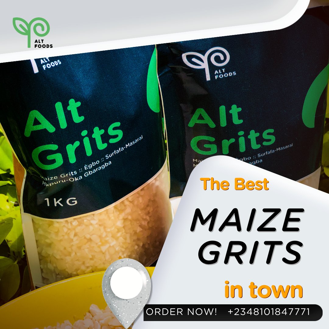 thealtfood's tweet photo. Place your order with us today.
#AltFoods #AltGrits #natural #naturalfood #greattaste #food #foodie #african #nigerianfood #nigeria #nigerianfoodie #naija #nigerianfoodbrand #maize #tgifridays #cornstarch #foodforthought https://t.co/QQkQOpQ9be