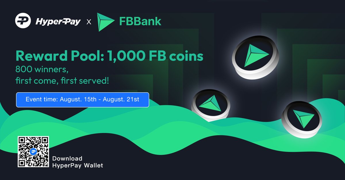 Hpx_Official's tweet photo. Nonstop HyperPay #Giveaway -@FBBank_cc airdrop is live now 😍😍

🏆 1,000 FB coins($2,400)
⏲️End on August 21st

✅Claim time(First come, first served): August 22-August 26

Complete tasks in Gleam form to win!  🎉
https://t.co/epaxNuWQvD https://t.co/dqepMOe9g0