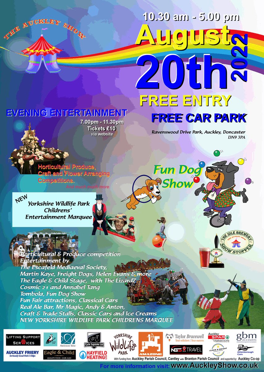 AuckleyShow's tweet photo. On this Saturday 20th Aug '22 
@VisitDoncaster  @DonnyFreePress  @MyDoncaster  @RightUpRStreet  @CreativeDonc  @YoloRadioDoncas  @SineFM  @CWRDoncaster  @eventsdoncaster  @DoncasterRadio @NickFletcherMP  #Doncasterisgreat #auckleyshow @DonnyCollege  @ComMattersDon https://t.co/GY6TWIWEFs