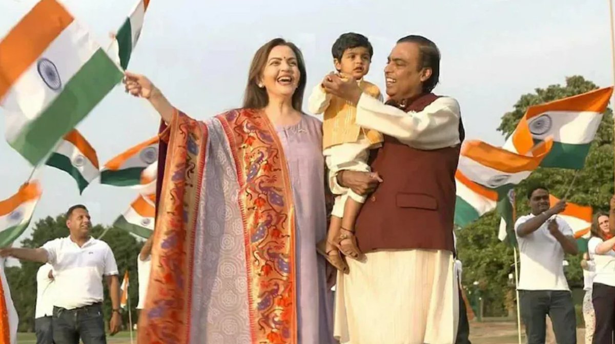 Nita, Mukesh Ambani celebrate Independence Day​ with grandson Prithvi