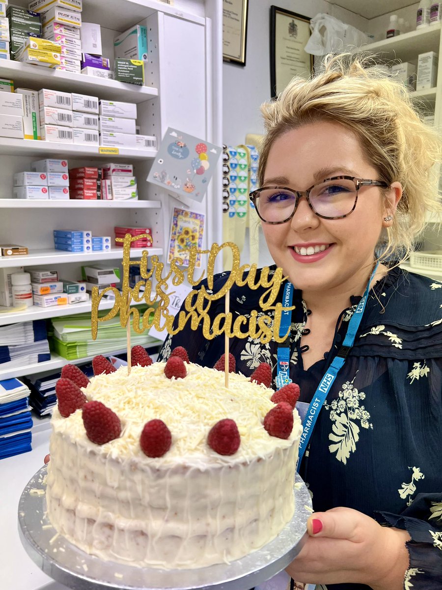 Nealan76's tweet photo. First day as a qualified Pharmacist with @LynemouthPharm 💙 Every special occasion deserves a cake! And what a special occasion it is, proud of you @RachelNealan https://t.co/yL5DY0BFmG
