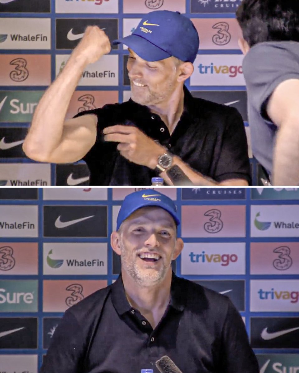 ESPNFC's tweet photo. Thomas Tuchel really flexed his muscles after his clash with Antonio Conte 😂💪 https://t.co/Jsd8J9Z1qK