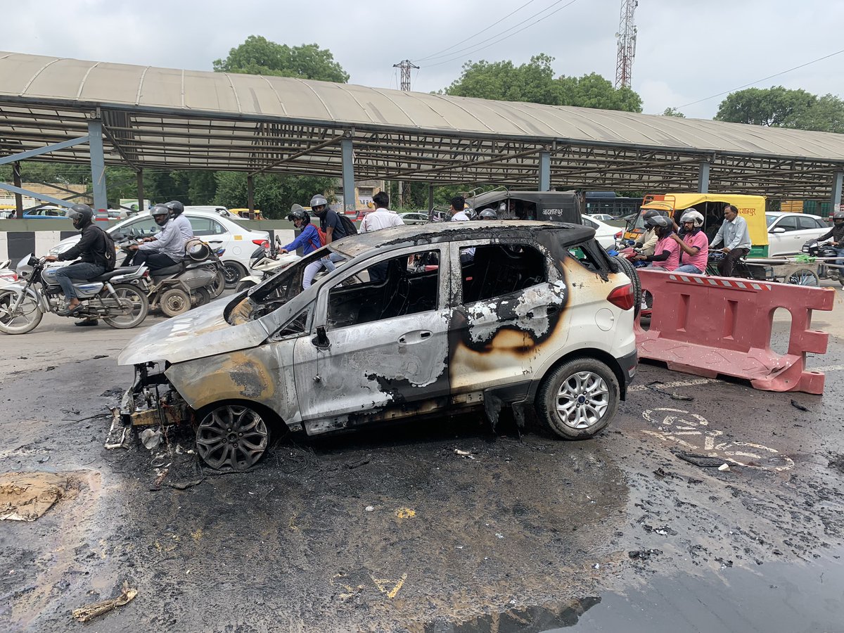Still in deep SHOCK, luckily survived. My moving Ford Ecosport, serviced only from authorized Harpreet Ford, burnt into ashes in just few minutes on 27.7.22  Need reasons &amp; answers from entire Ford Team, is the life of ford car owner so easy to take and put at risk? #ford #shame 