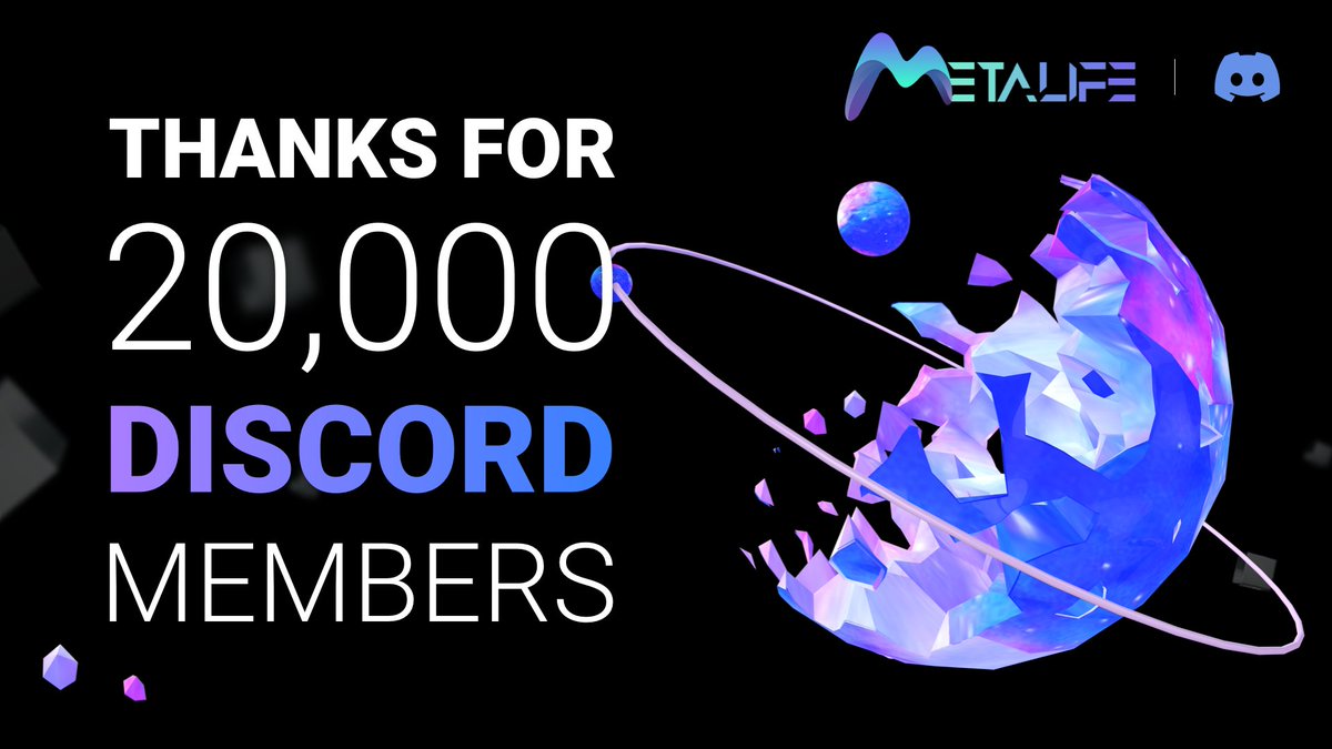 MetaLifeSocial's tweet photo. 🎊 Congratulations on 20K Members! 🎊

Congratulations! @MetaLifeSocial has passed 20,000 Members on Discord! Thank you for your enthusiasm and support!

#LFG #MetaLife #MLT #SocialFi #Metaverse #Web3 #DAO https://t.co/QZRp46VMwY