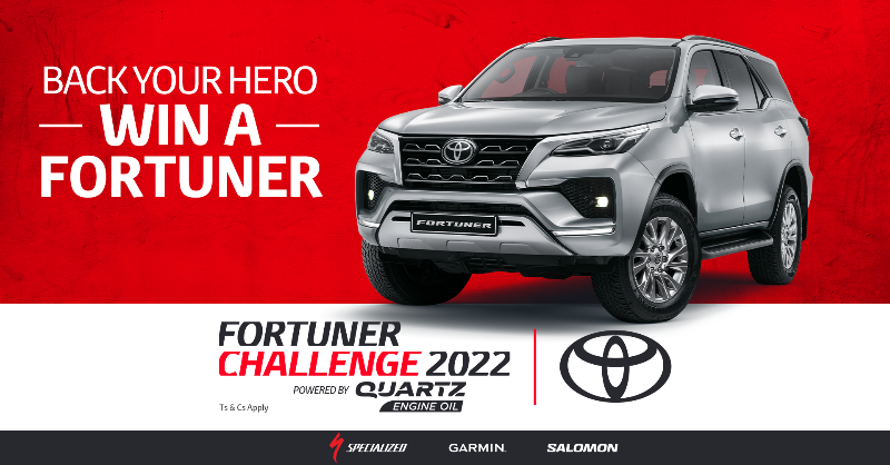 ToyotaSA's tweet photo. The #FortunerChallenge2022 Powered by Quartz Engine Oil is BACK! Back your hero &amp; you could win a Fortuner! Enter using your chosen hero’s hashtag in a retweet &amp; comment. Or enter via the link! #Giniel2022, #Bianca2022, #Oupa2022 or #Grace2022. Enter now!